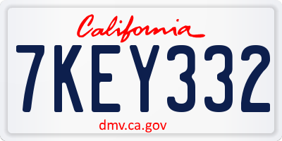 CA license plate 7KEY332