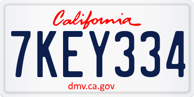 CA license plate 7KEY334