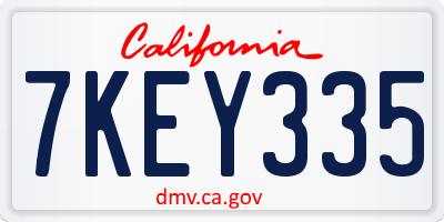 CA license plate 7KEY335