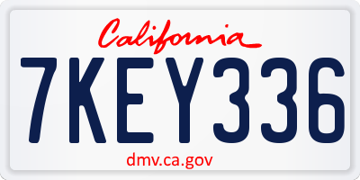 CA license plate 7KEY336