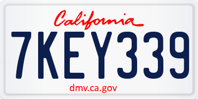 CA license plate 7KEY339