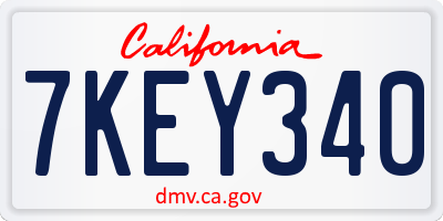 CA license plate 7KEY340