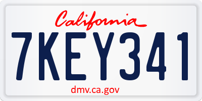 CA license plate 7KEY341
