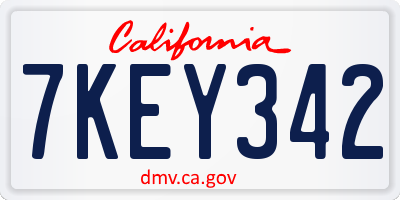 CA license plate 7KEY342