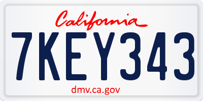 CA license plate 7KEY343
