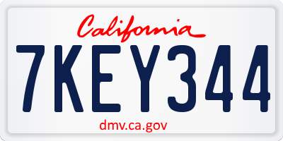 CA license plate 7KEY344