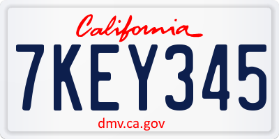 CA license plate 7KEY345