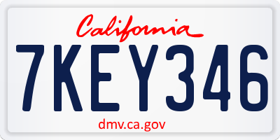 CA license plate 7KEY346