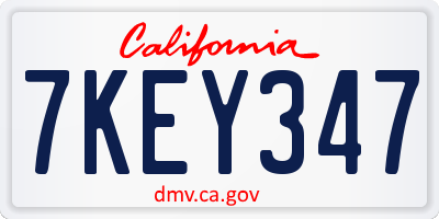 CA license plate 7KEY347
