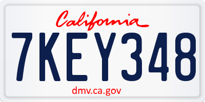 CA license plate 7KEY348