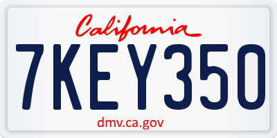 CA license plate 7KEY350