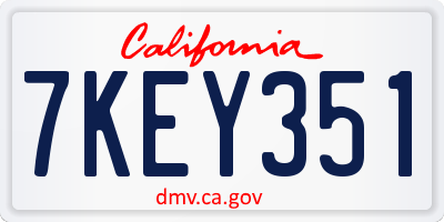 CA license plate 7KEY351