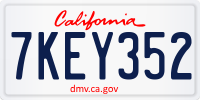 CA license plate 7KEY352