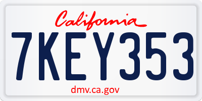 CA license plate 7KEY353