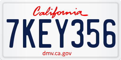 CA license plate 7KEY356