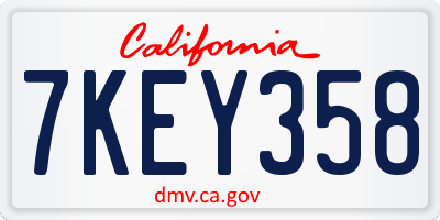 CA license plate 7KEY358