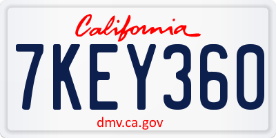 CA license plate 7KEY360