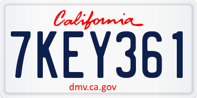 CA license plate 7KEY361