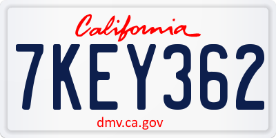 CA license plate 7KEY362