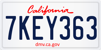 CA license plate 7KEY363