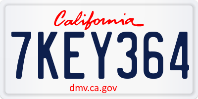 CA license plate 7KEY364