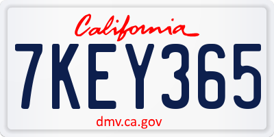 CA license plate 7KEY365
