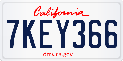 CA license plate 7KEY366