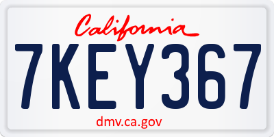 CA license plate 7KEY367