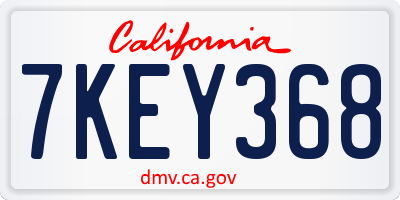 CA license plate 7KEY368