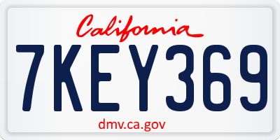 CA license plate 7KEY369