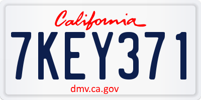 CA license plate 7KEY371