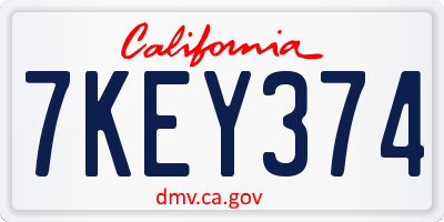 CA license plate 7KEY374
