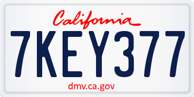 CA license plate 7KEY377