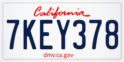 CA license plate 7KEY378