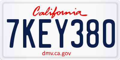 CA license plate 7KEY380