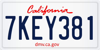 CA license plate 7KEY381