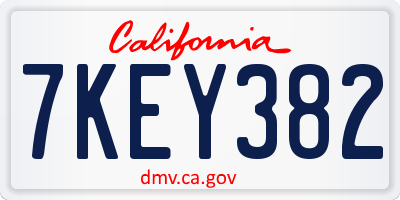 CA license plate 7KEY382