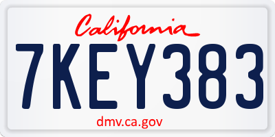 CA license plate 7KEY383