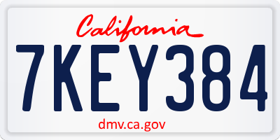 CA license plate 7KEY384