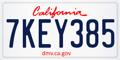 CA license plate 7KEY385