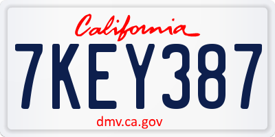 CA license plate 7KEY387