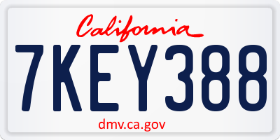 CA license plate 7KEY388