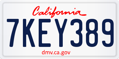 CA license plate 7KEY389