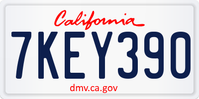 CA license plate 7KEY390