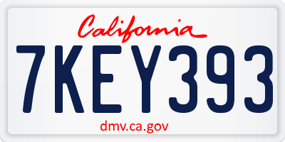 CA license plate 7KEY393