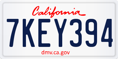CA license plate 7KEY394