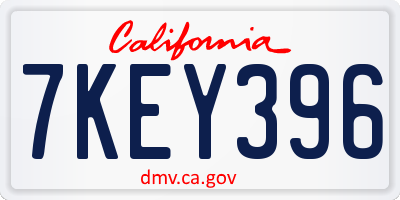 CA license plate 7KEY396