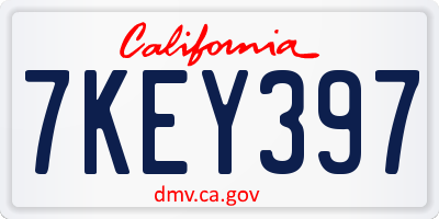 CA license plate 7KEY397