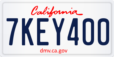 CA license plate 7KEY400