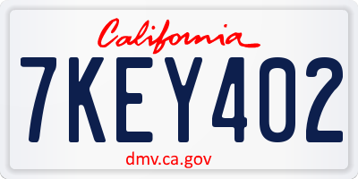 CA license plate 7KEY402